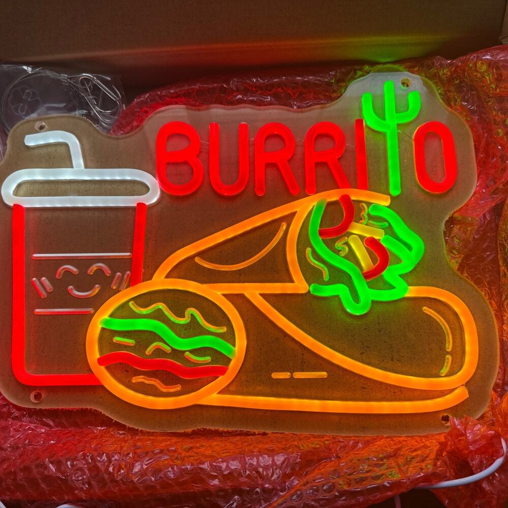 Burrito Neon Sign, Burrito Neon Lights Hanging Wall Art Decoration for BURRITO